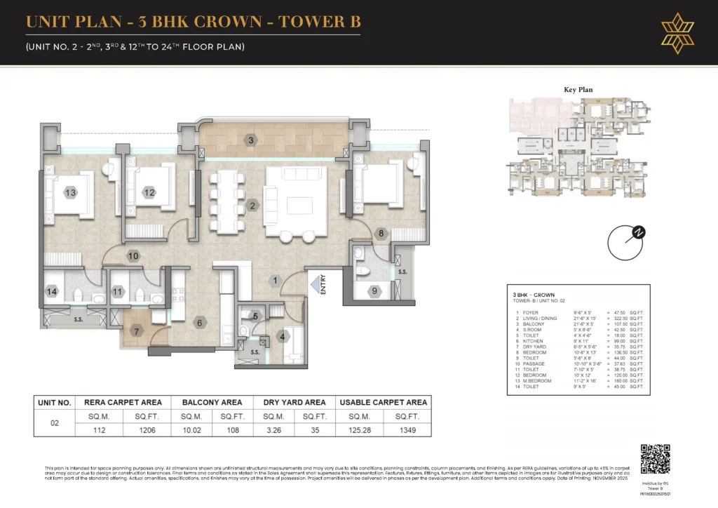 Invictus by GS 3 BHK Floor Plan