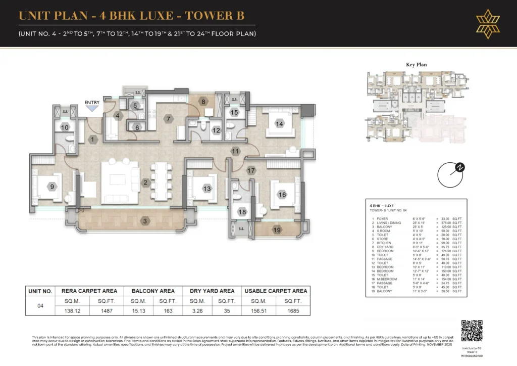 Invictus By GS 4 BHK Floor Plan